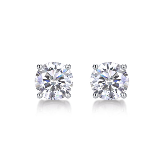 Moissanite Silver Stud Earrings - Mozayn Jewelry