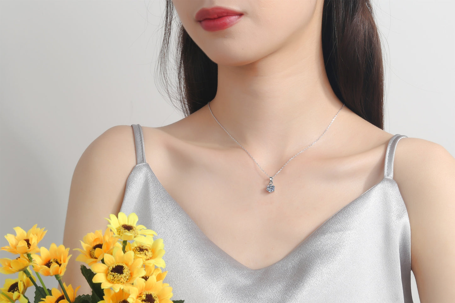 Moissanite Six-claw Pendant Clavicle Chain 925 Silver - Mozayn Jewelry