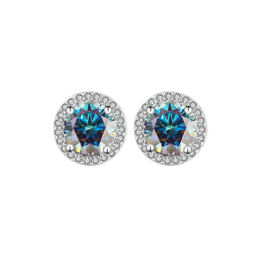 Round Genuine Moissanite Earrings S925 Sterling Silver - Mozayn Jewelry