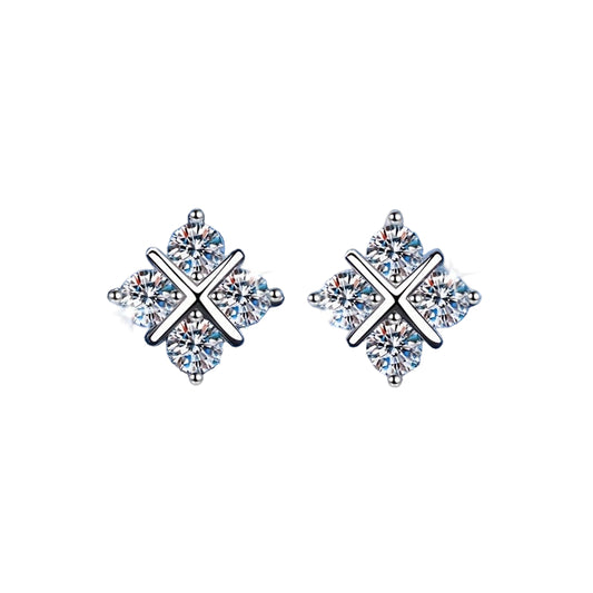 925 Sterling Silver Moissanite Earrings Stud Geometric Rhombus - Mozayn Jewelry