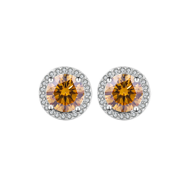 Round Genuine Moissanite Earrings S925 Sterling Silver - Mozayn Jewelry