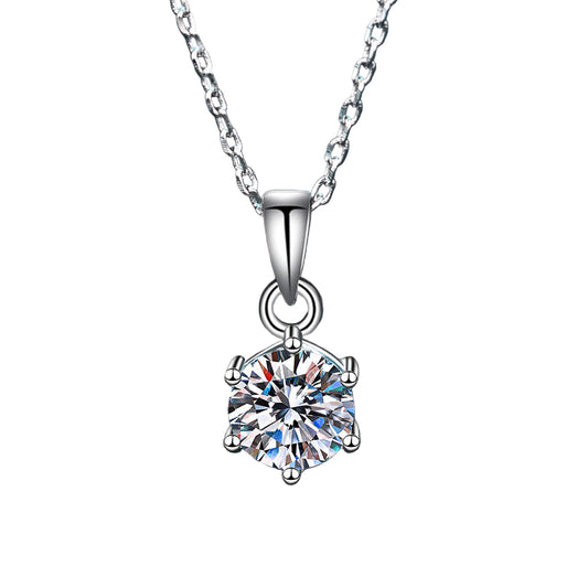 Moissanite Six-claw Pendant Clavicle Chain 925 Silver - Mozayn Jewelry