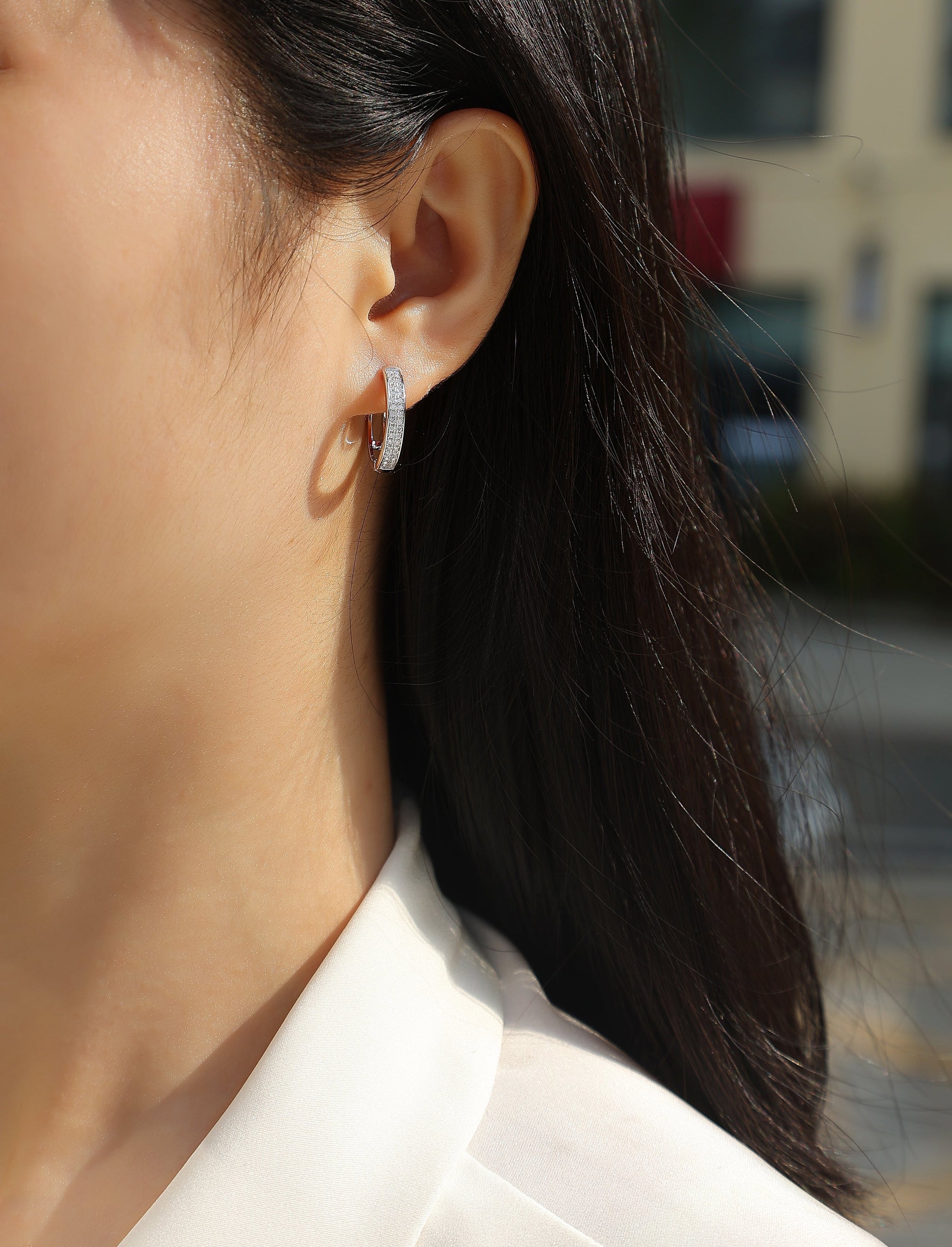Moissanite S925 Sterling Silver Earrings With Platinum - Mozayn Jewelry