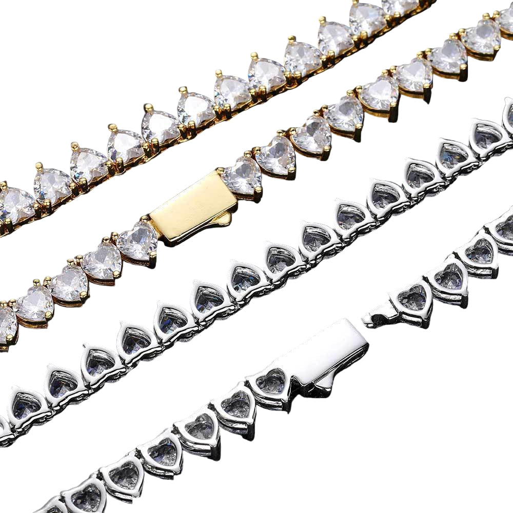 [BUY 1 GET 2] Heart Tennis Chain and Bracelet - Mozayn Jewelry