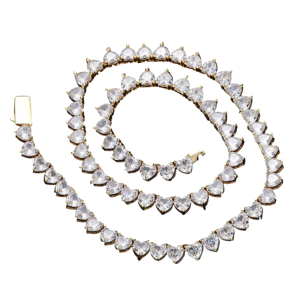 [BUY 1 GET 2] Heart Tennis Chain and Bracelet - Mozayn Jewelry