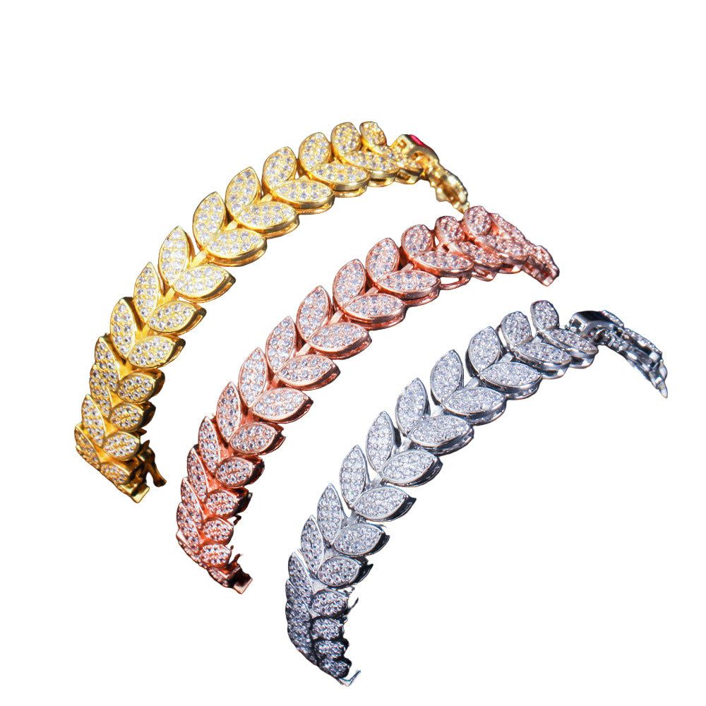 Leaf Iced Out Bracelet - Mozayn Jewelry