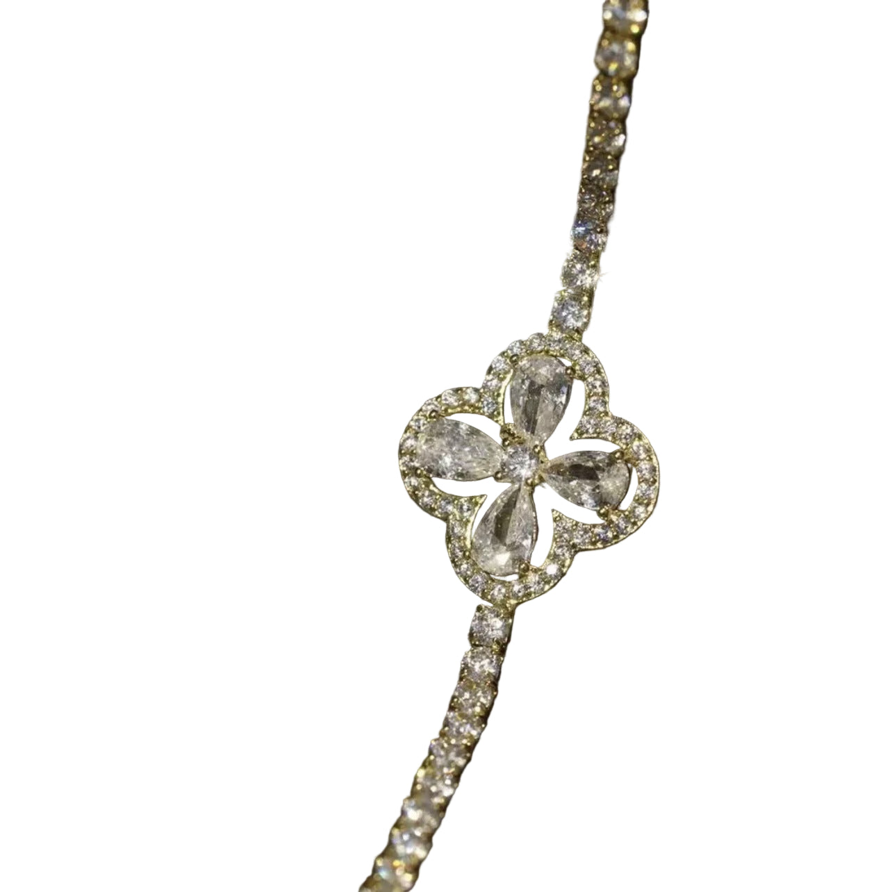 Crystal Four-leaf Clover Bracelet Adjustable - Mozayn Jewelry