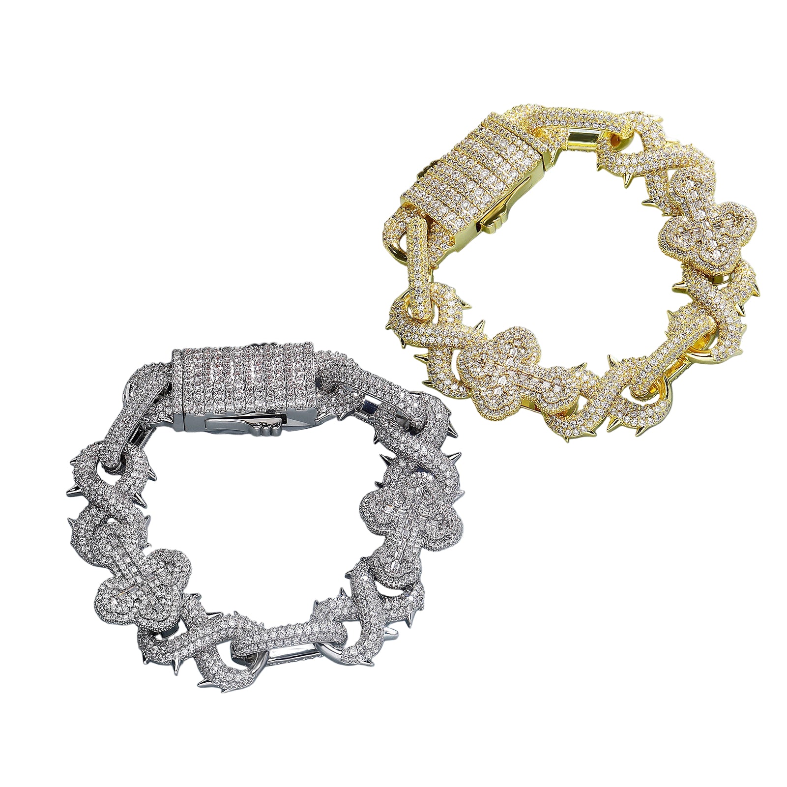 Iced Out Cross and Thorns Bracelet - Mozayn Jewelry