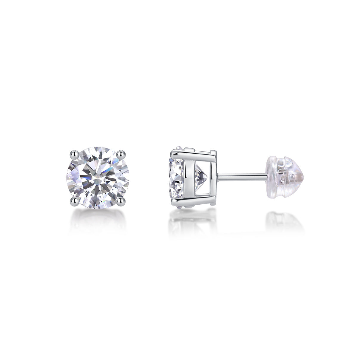 Moissanite Silver Stud Earrings - Mozayn Jewelry