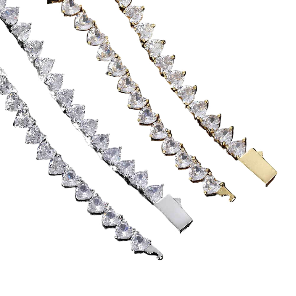 [BUY 1 GET 2] Heart Tennis Chain and Bracelet - Mozayn Jewelry