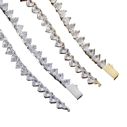 [BUY 1 GET 2] Heart Tennis Chain and Bracelet - Mozayn Jewelry