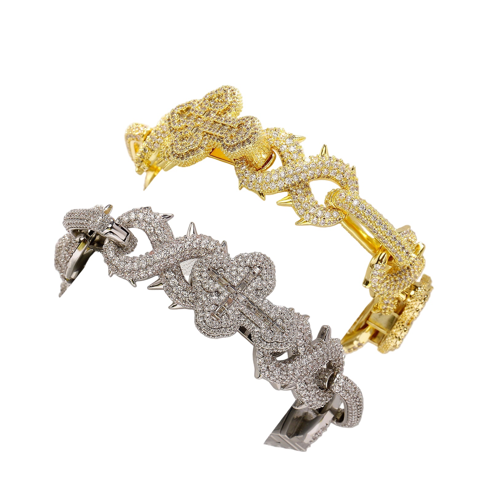 Iced Out Cross and Thorns Bracelet - Mozayn Jewelry