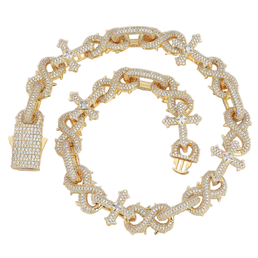 Thorn Cross Cuban Link Chain - Mozayn Jewelry