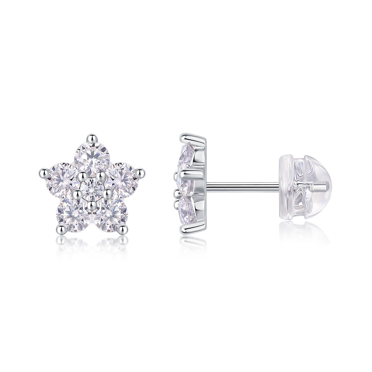 Moissanite S925 Sterling Silver Paris Flower Earrings - Mozayn Jewelry