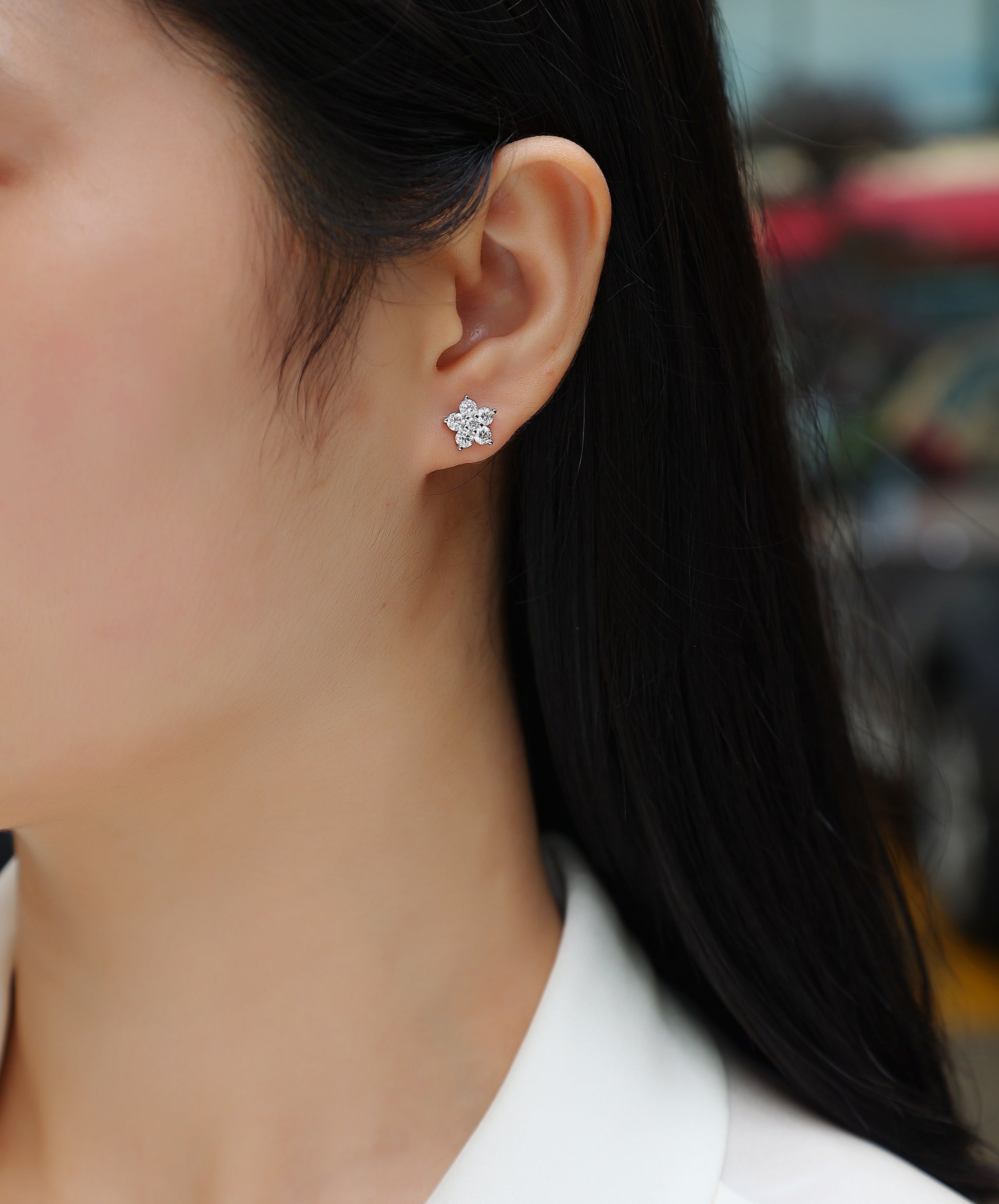 Moissanite S925 Sterling Silver Paris Flower Earrings - Mozayn Jewelry