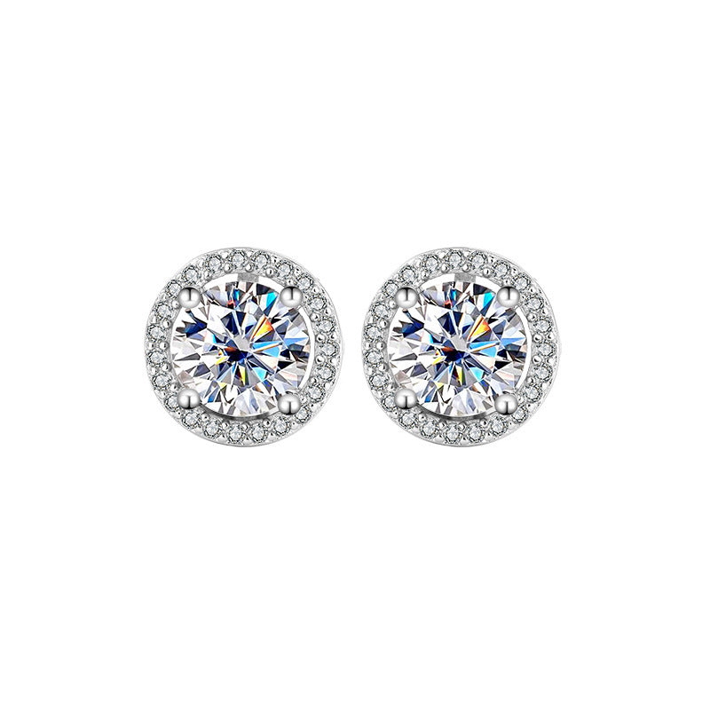 Round Genuine Moissanite Earrings S925 Sterling Silver - Mozayn Jewelry