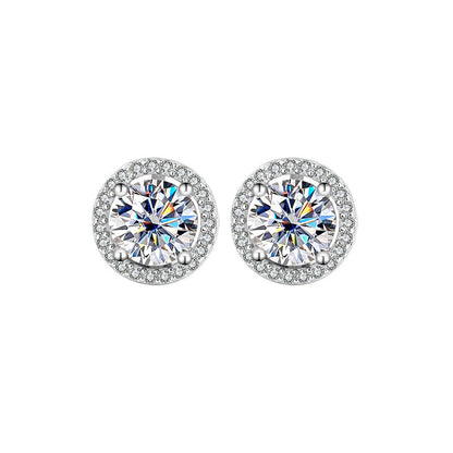 Round Genuine Moissanite Earrings S925 Sterling Silver - Mozayn Jewelry