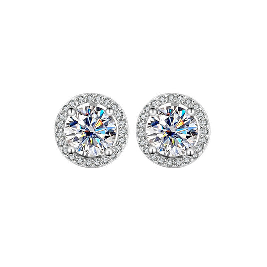 Round Genuine Moissanite Earrings S925 Sterling Silver - Mozayn Jewelry