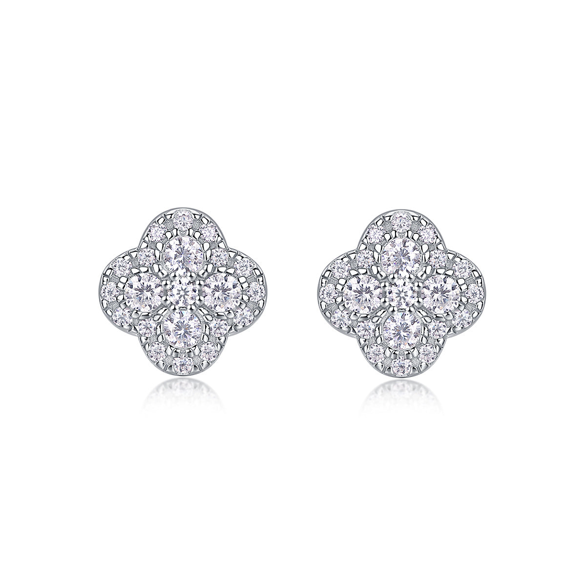 Moissanite S925 Sterling Silver Clover Shape Earrings - Mozayn Jewelry
