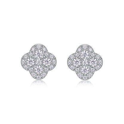 Moissanite S925 Sterling Silver Clover Shape Earrings - Mozayn Jewelry