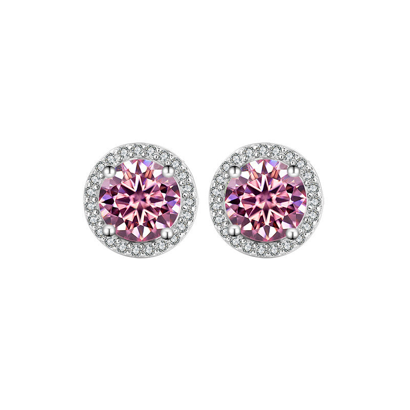 Round Genuine Moissanite Earrings S925 Sterling Silver - Mozayn Jewelry