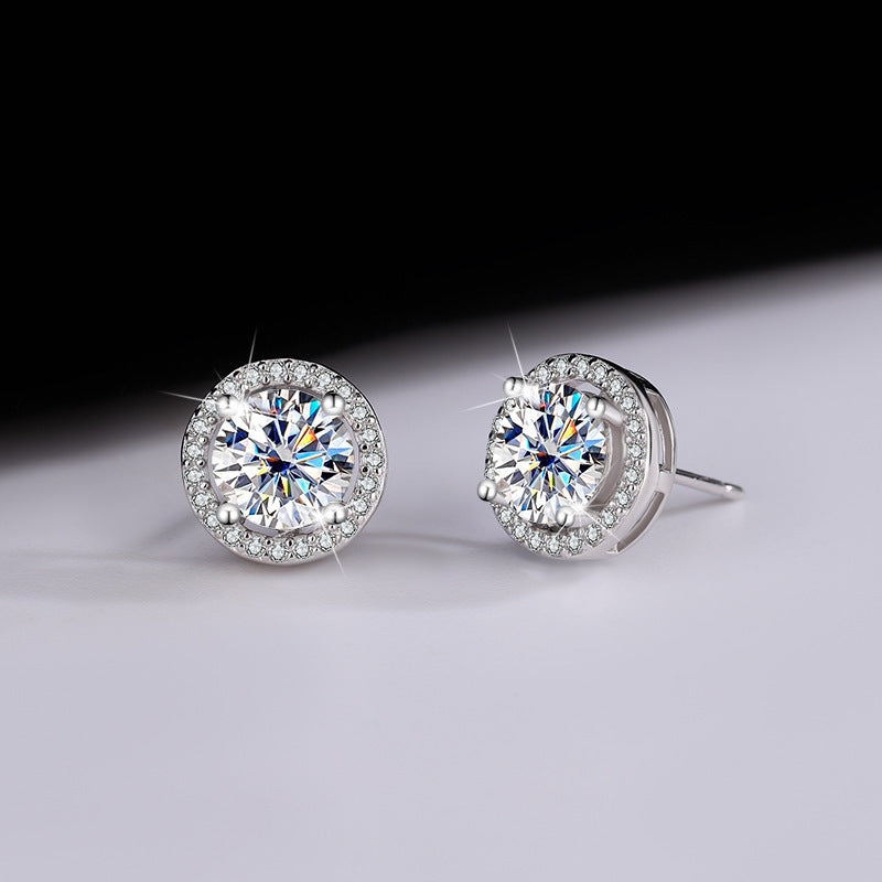 Round Genuine Moissanite Earrings S925 Sterling Silver - Mozayn Jewelry
