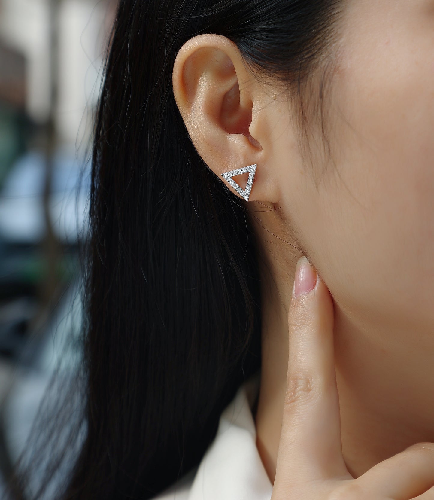 Moissanite S925 Sterling Silver Triangle Earrings - Mozayn Jewelry