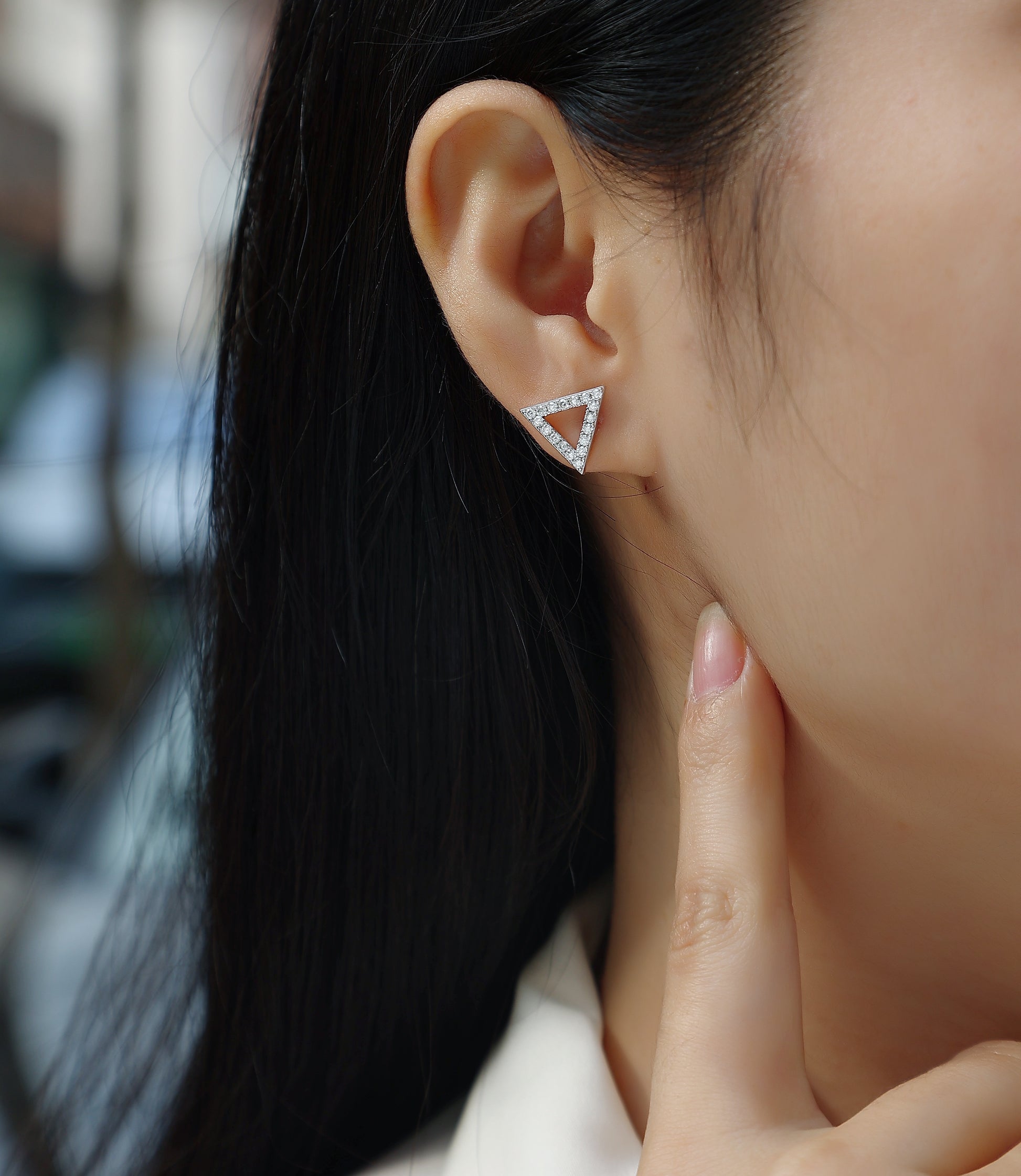 Moissanite S925 Sterling Silver Triangle Earrings - Mozayn Jewelry