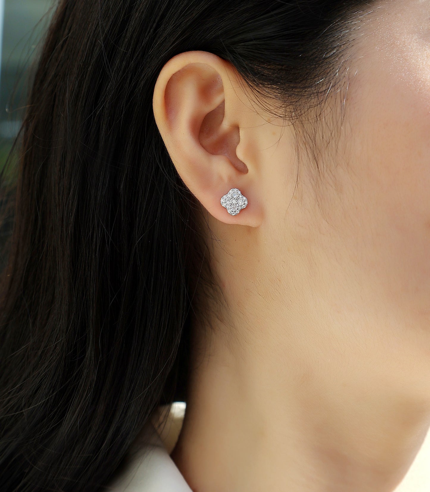 Moissanite S925 Sterling Silver Clover Shape Earrings - Mozayn Jewelry