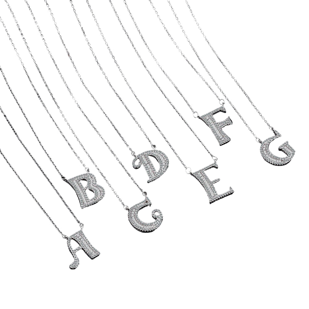Moissanite A-Z Initial Letter Pendant 925 Sterling - Mozayn Jewelry