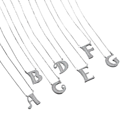 Moissanite A-Z Initial Letter Pendant 925 Sterling - Mozayn Jewelry