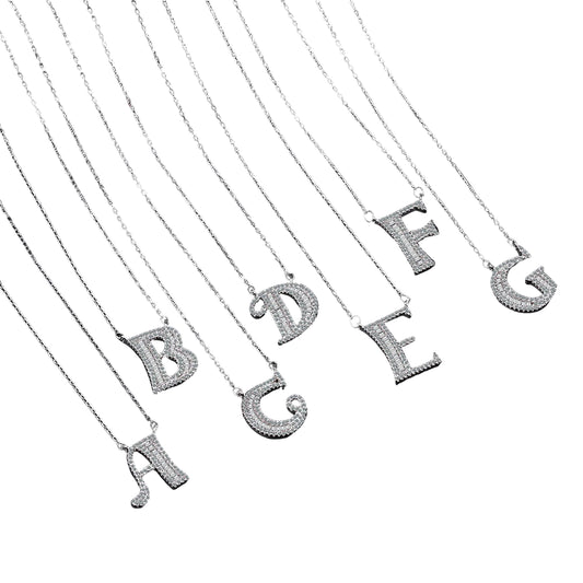 Moissanite A-Z Initial Letter Pendant 925 Sterling - Mozayn Jewelry