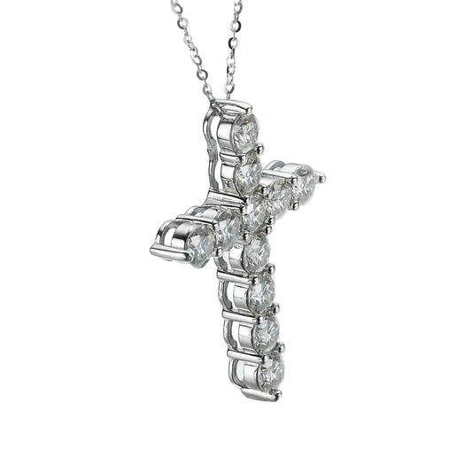 Moissanite Cross Pendant 925 Sterling Sliver - Mozayn Jewelry