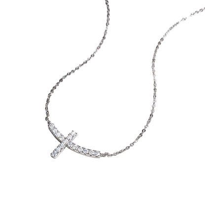 Moissanite Cross Necklace 14k - Mozayn Jewelry