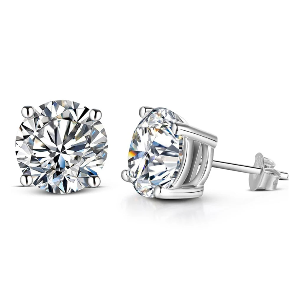 2 Carat 8.0mm Moissanite Stud Earrings 925 Sterling Silver - Mozayn Jewelry
