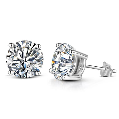 2 Carat 8.0mm Moissanite Stud Earrings 925 Sterling Silver - Mozayn Jewelry