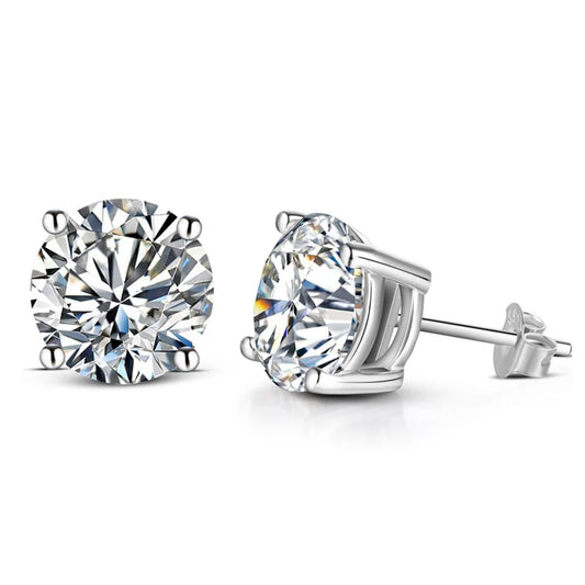 2 Carat 8.0mm Moissanite Stud Earrings 925 Sterling Silver - Mozayn Jewelry