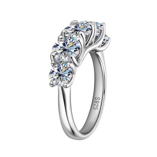 18k 3.6CT Moissanite Ring 5 Stones S925 Sterling Silver - Mozayn Jewelry