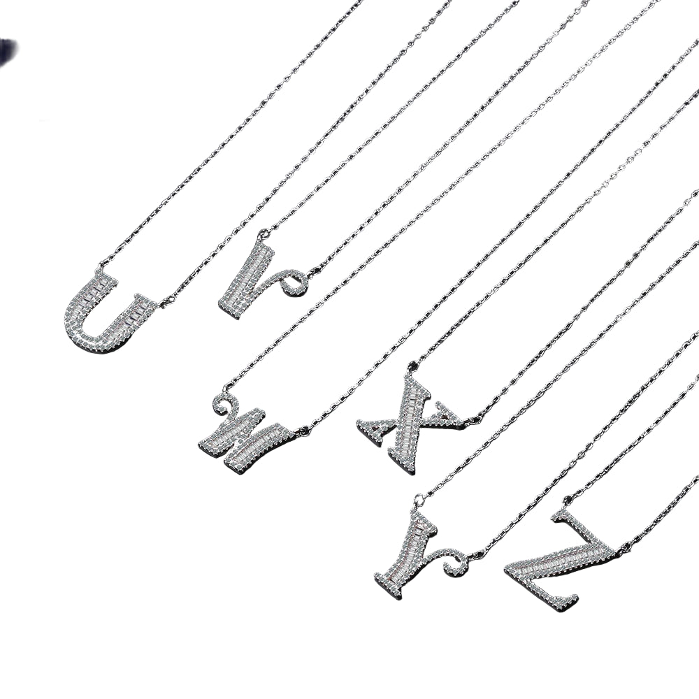 Moissanite A-Z Initial Letter Pendant 925 Sterling - Mozayn Jewelry