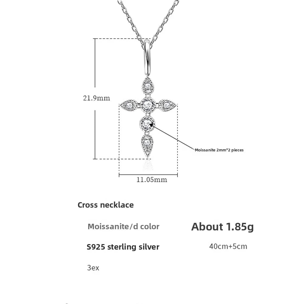 Moissanite Cross Pendant 925 Silver - Mozayn Jewelry
