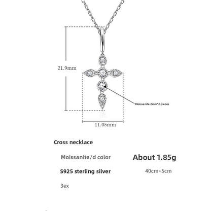 Moissanite Cross Pendant 925 Silver - Mozayn Jewelry