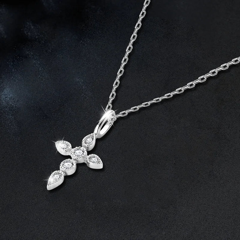 Moissanite Cross Pendant 925 Silver - Mozayn Jewelry