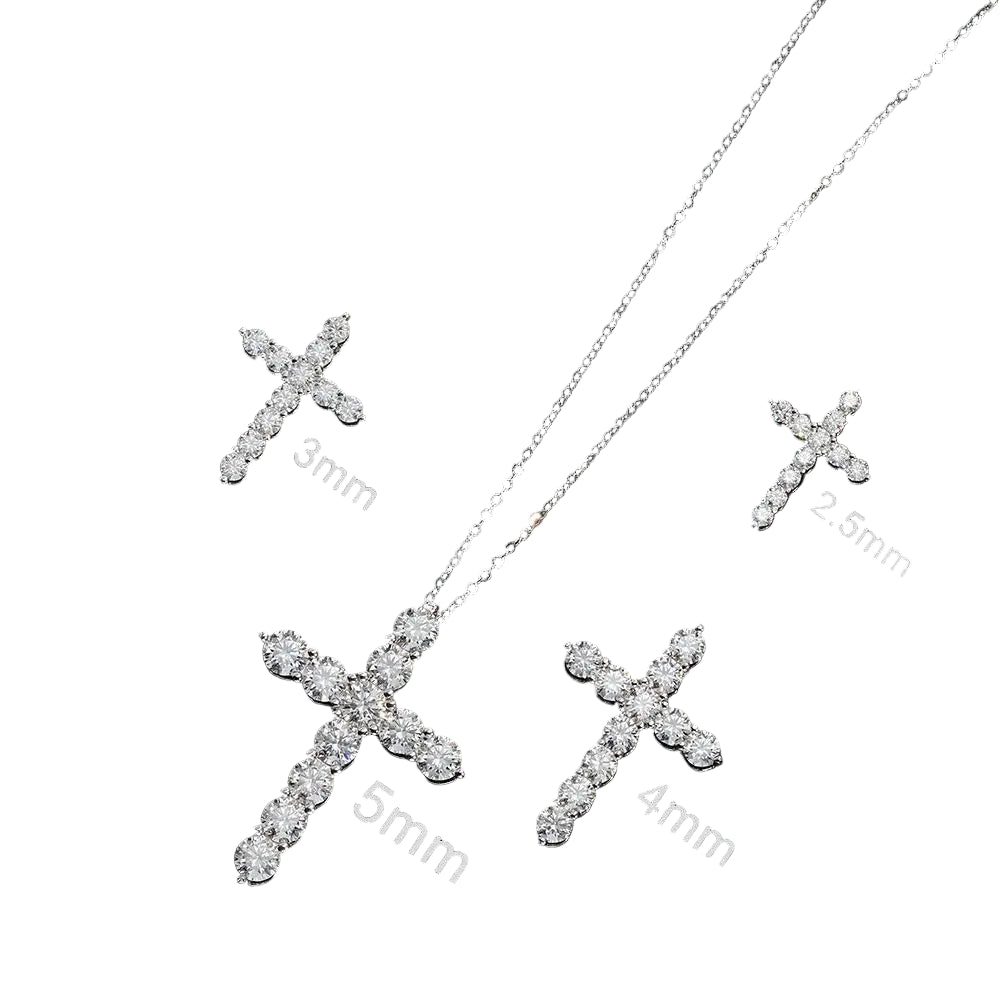 Moissanite Cross Pendant 925 Sterling Sliver - Mozayn Jewelry