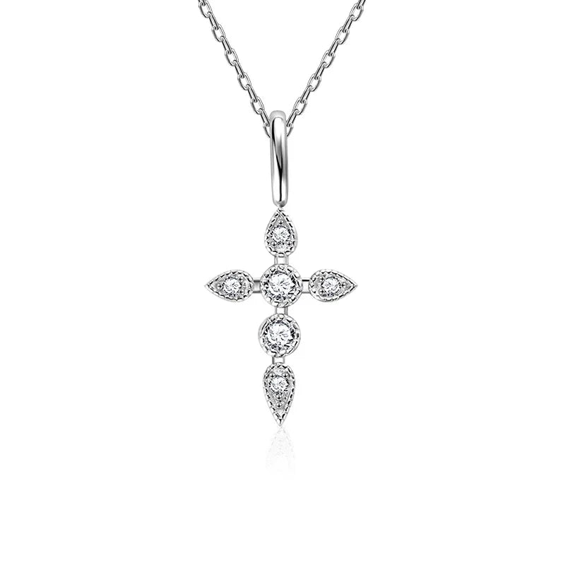 Moissanite Cross Pendant 925 Silver - Mozayn Jewelry