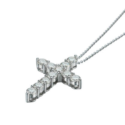Moissanite Cross Pendant 925 Sterling Sliver - Mozayn Jewelry