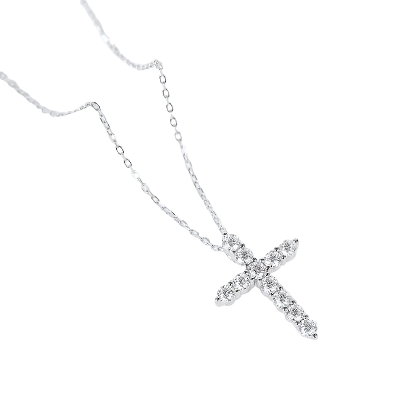 Moissanite Cross Pendant 925 Sterling Sliver - Mozayn Jewelry
