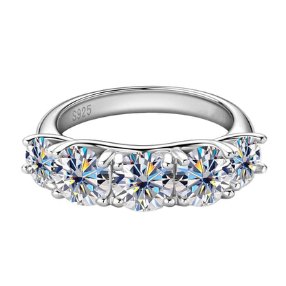18k 3.6CT Moissanite Ring 5 Stones S925 Sterling Silver - Mozayn Jewelry