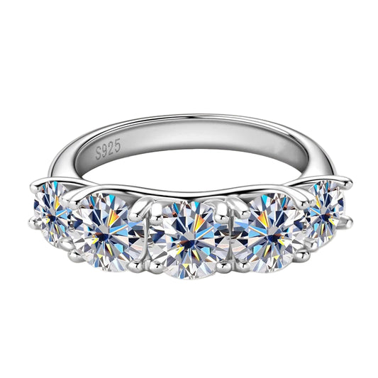 18k 3.6CT Moissanite Ring 5 Stones S925 Sterling Silver - Mozayn Jewelry