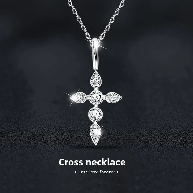 Moissanite Cross Pendant 925 Silver - Mozayn Jewelry