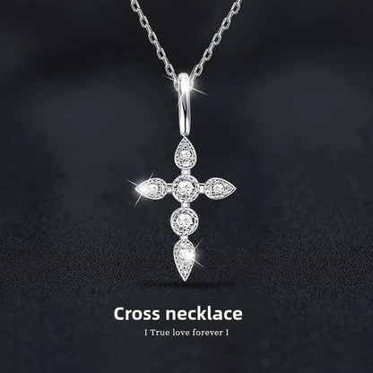 Moissanite Cross Pendant 925 Silver - Mozayn Jewelry